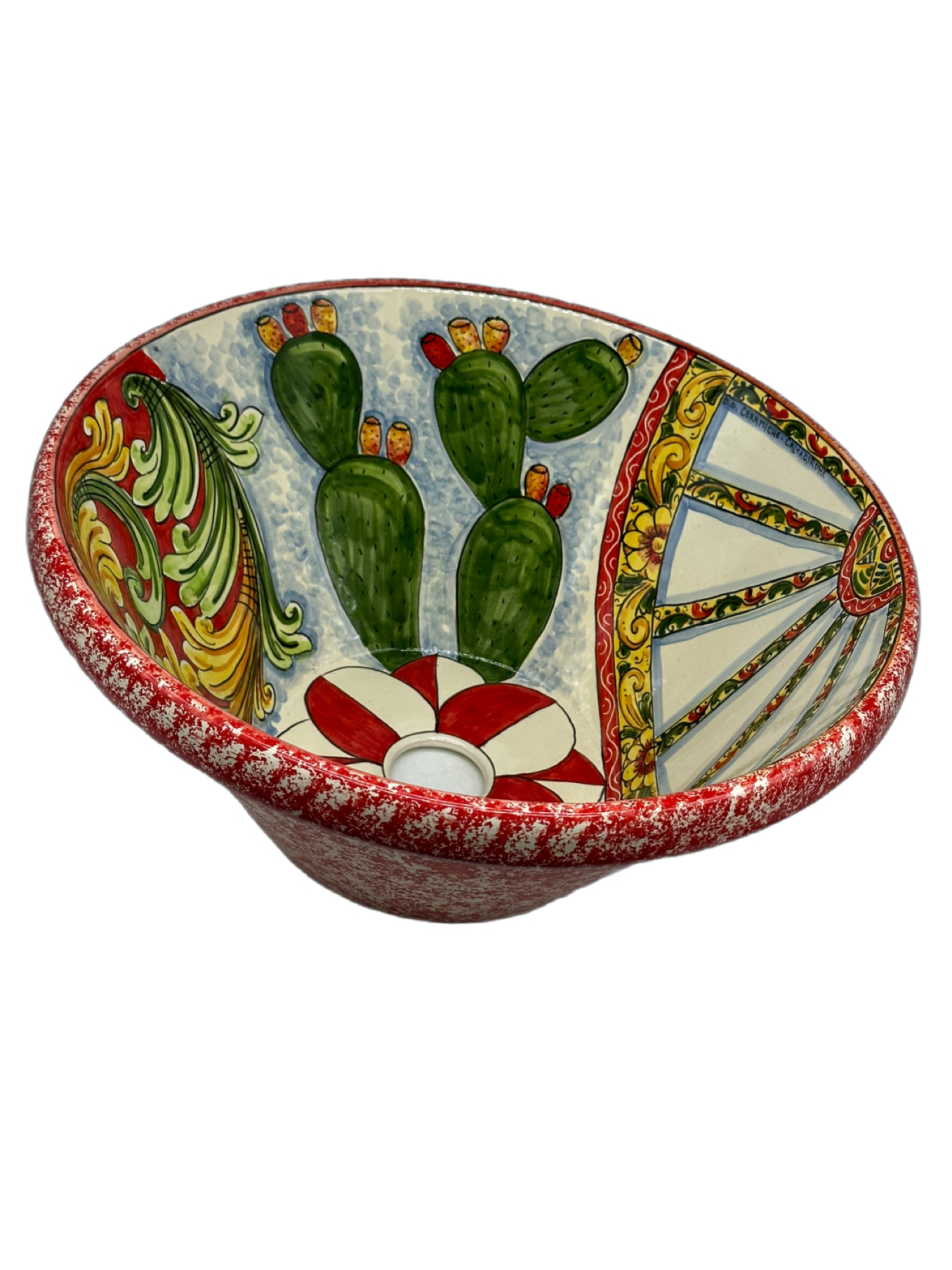 Lavello Ceramica Caltagirone Diametro cm 37 per interno/esterno V.4 - LAVELLI