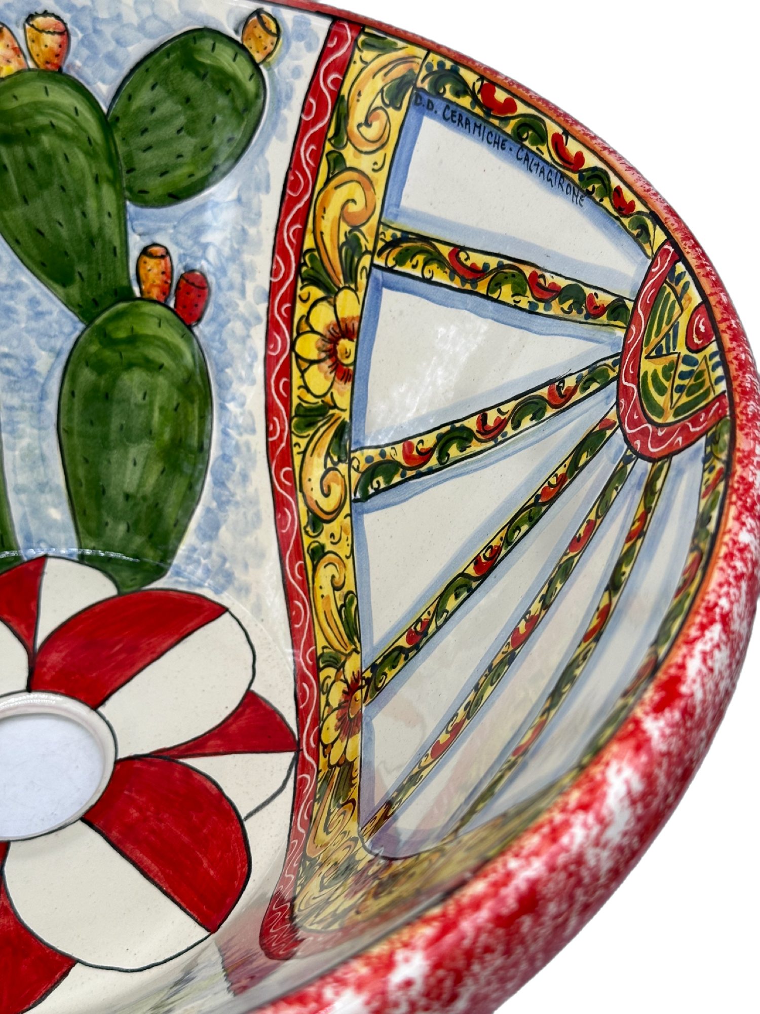 Lavello Ceramica Caltagirone Diametro cm 37 per interno/esterno V.4 - LAVELLI