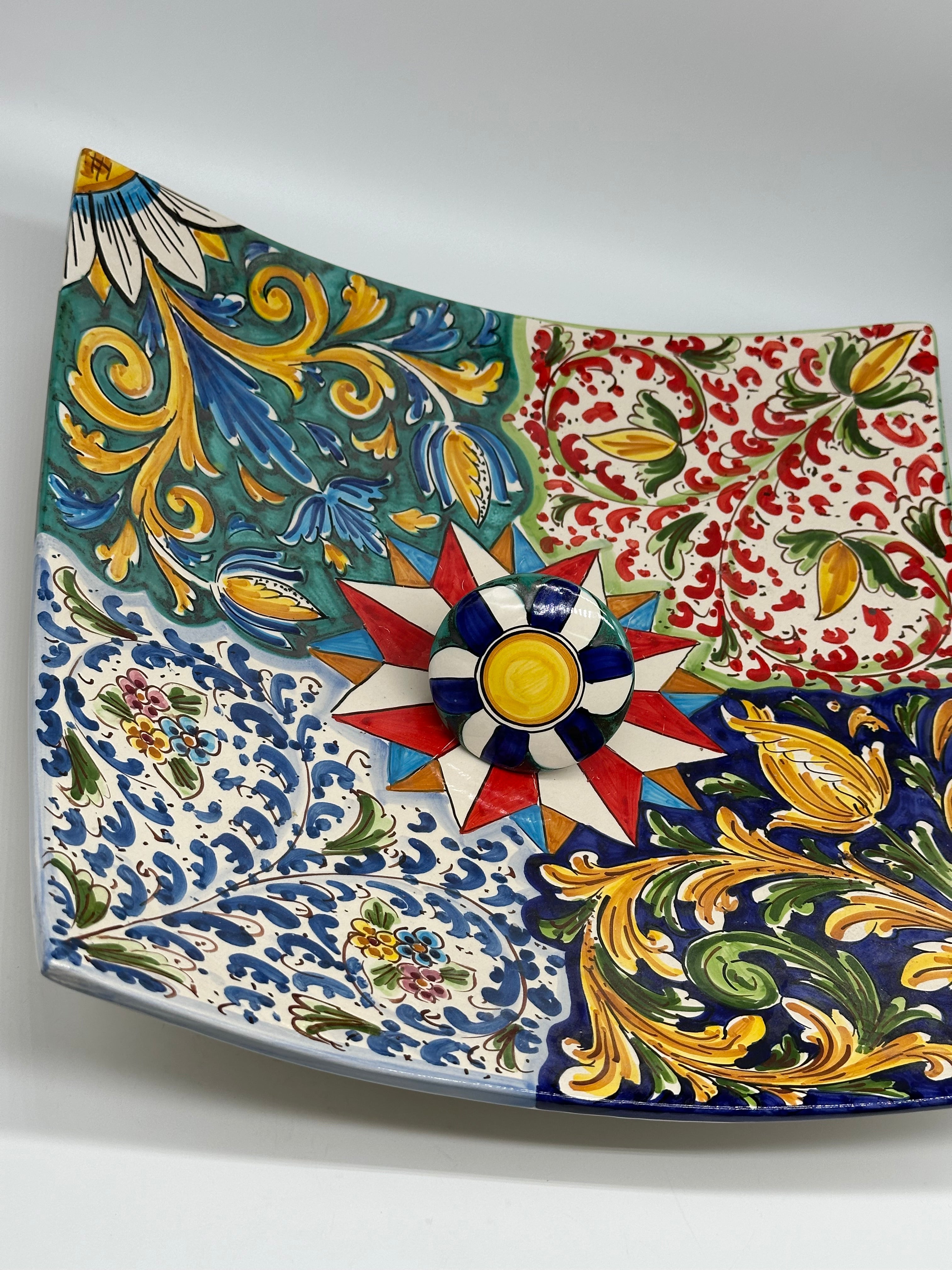 Lavello da Appoggio Ceramica Caltagirone cm 40x40x10 Moderno Artigianale V.2 - LAVELLI