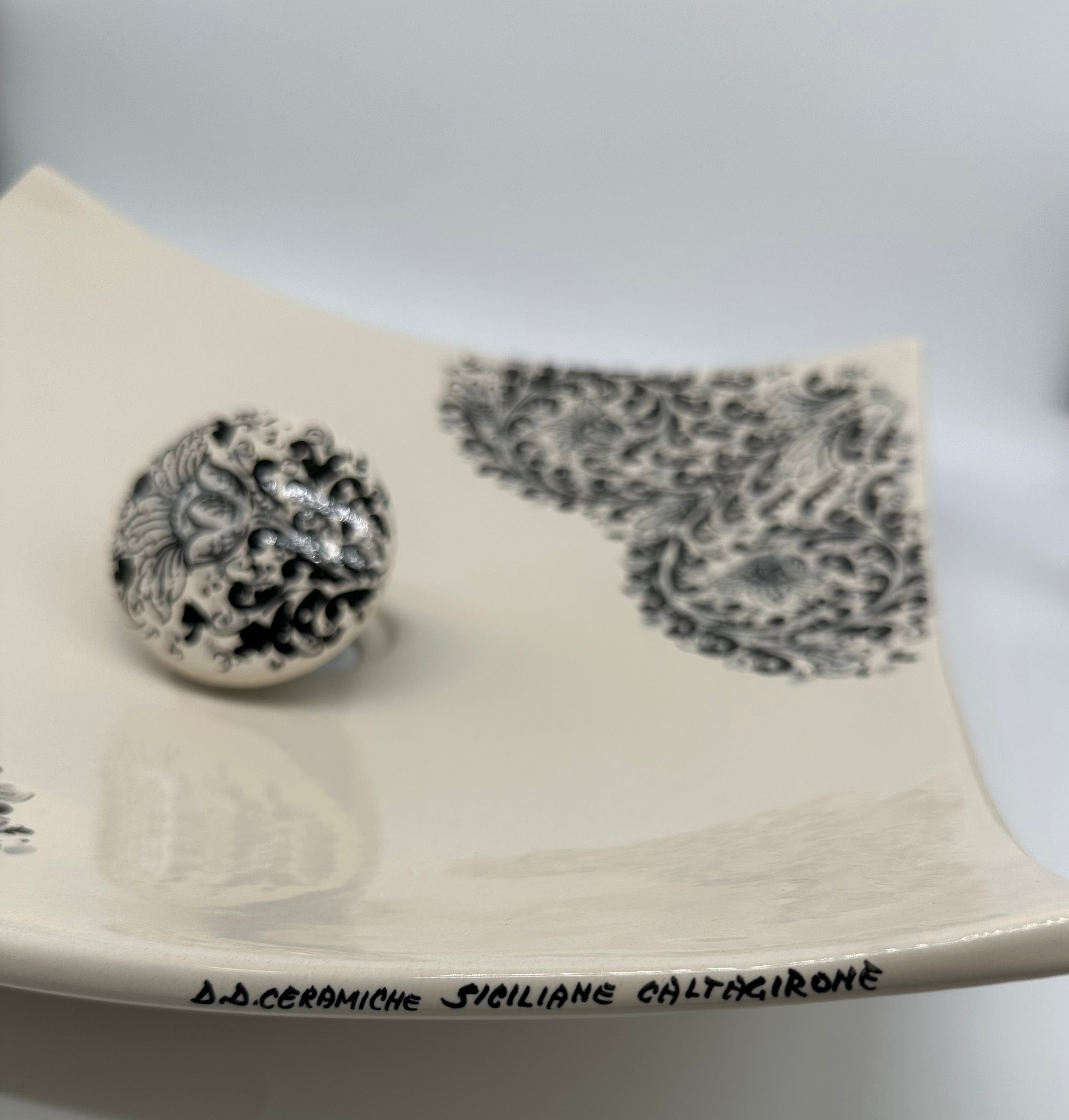 Lavabo da Appoggio Ceramica Caltagirone cm 40x40x10 Moderno Artigianale V.1