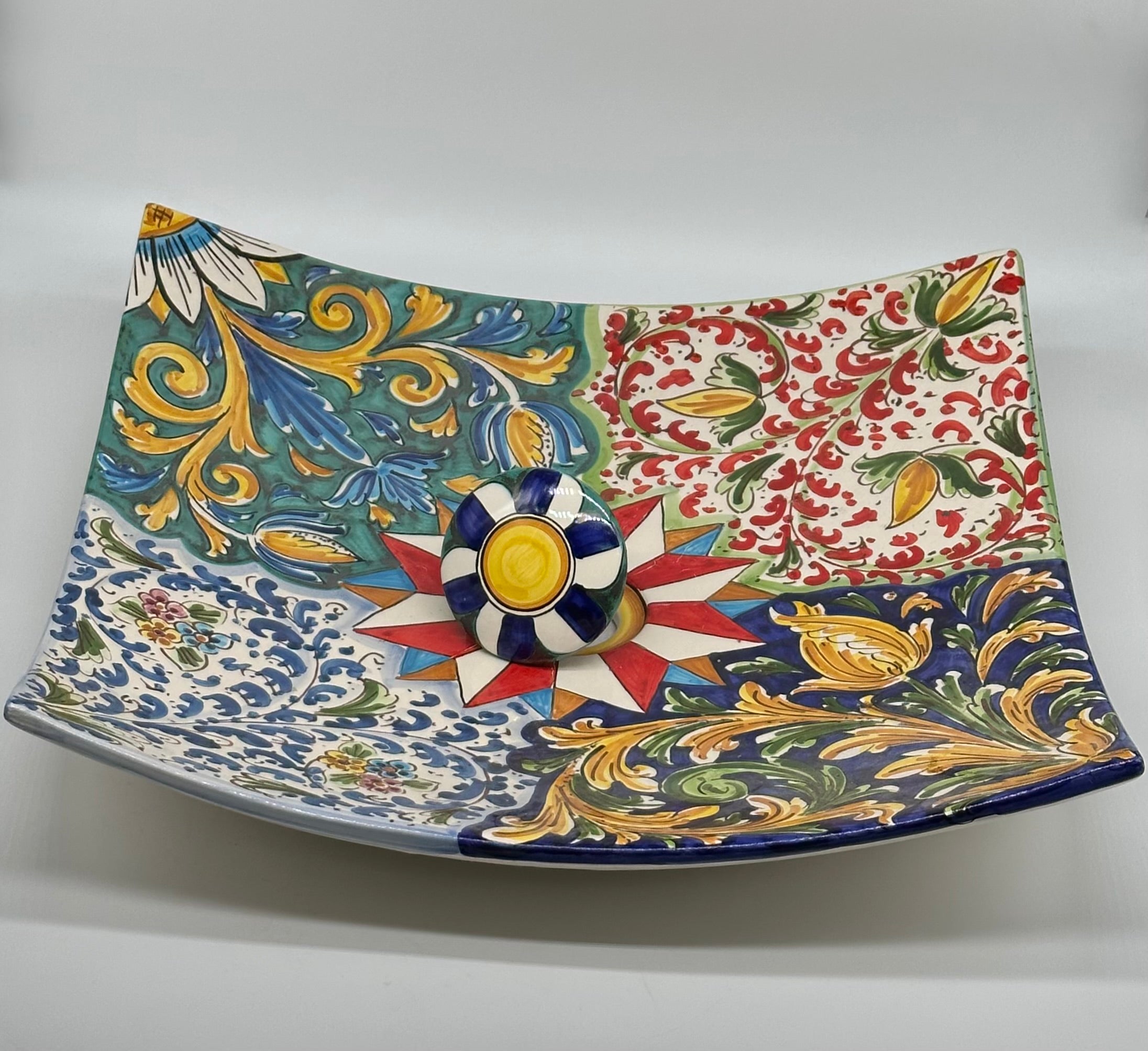 Lavello da Appoggio Ceramica Caltagirone cm 40x40x10 Moderno Artigianale V.2 - LAVELLI