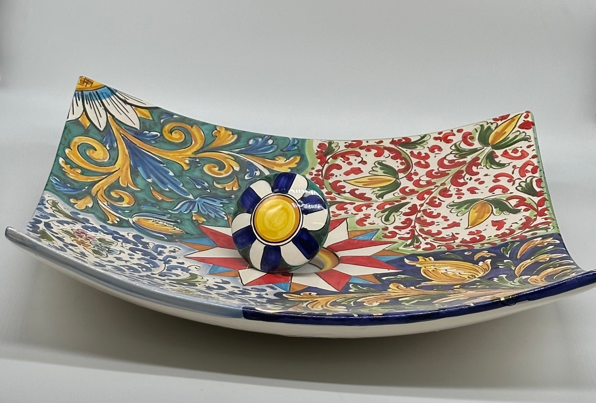 Lavello da Appoggio Ceramica Caltagirone cm 40x40x10 Moderno Artigianale V.2 - LAVELLI