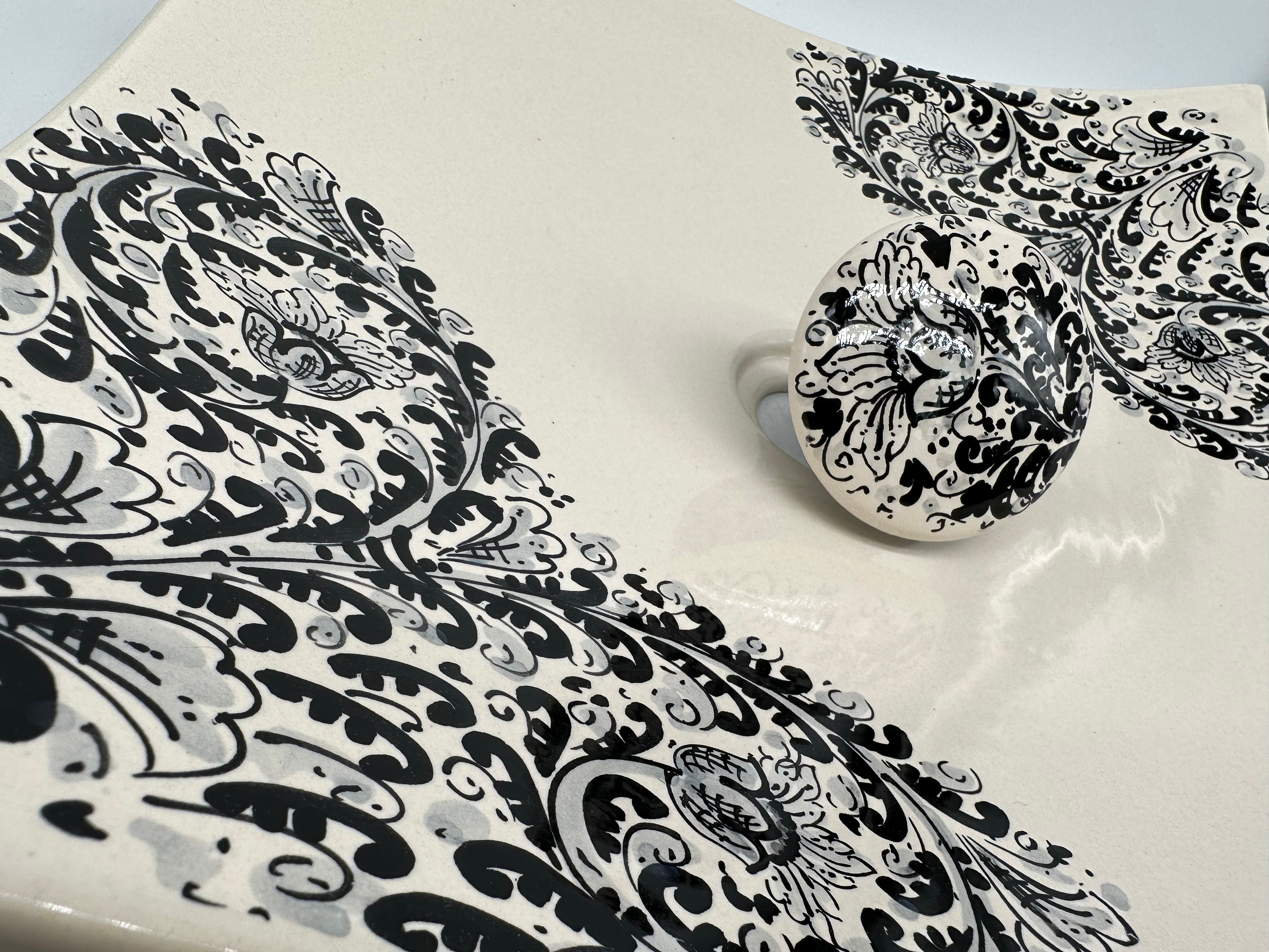 Lavabo da Appoggio Ceramica Caltagirone cm 40x40x10 Moderno Artigianale V.1