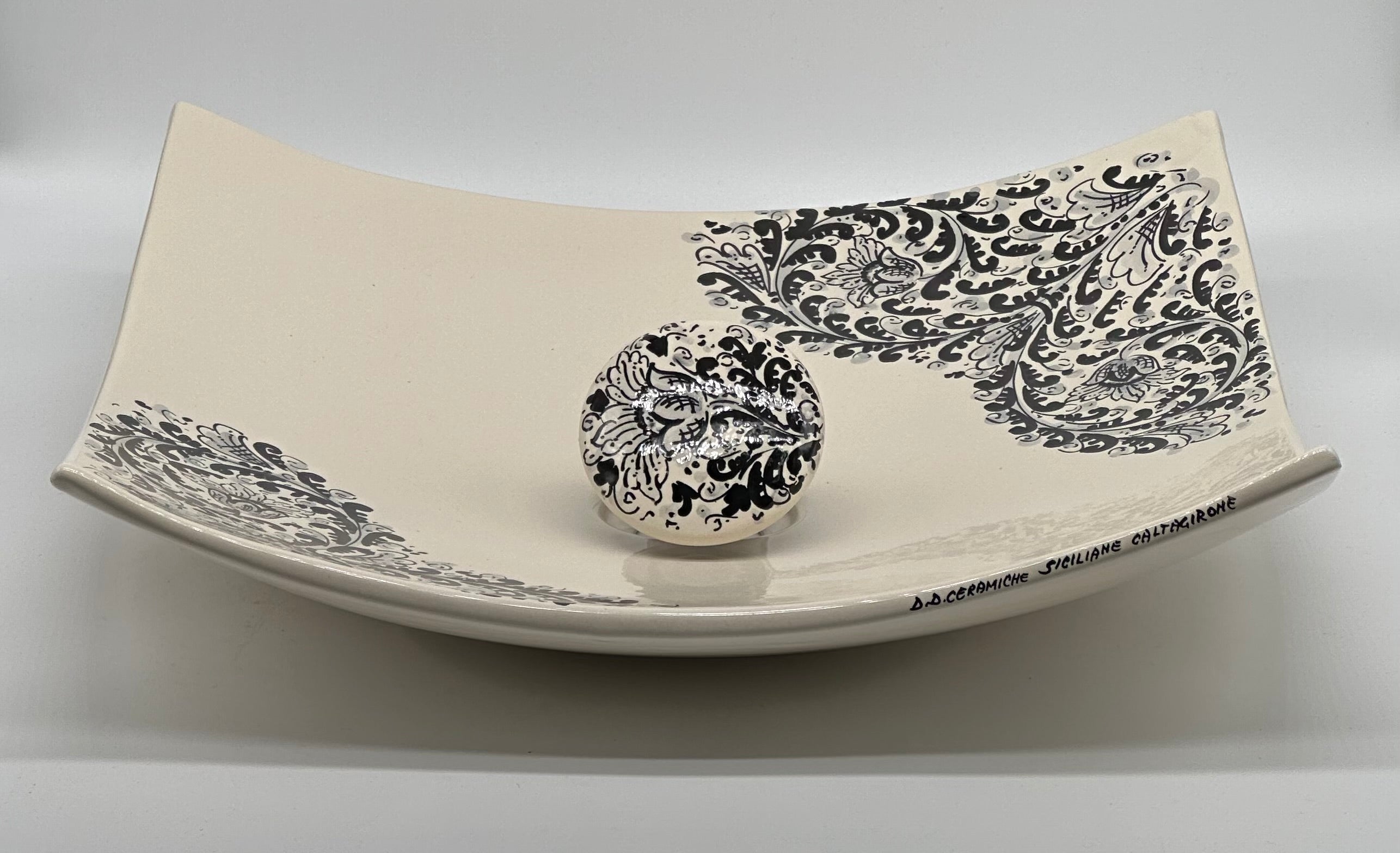 Lavabo da Appoggio Ceramica Caltagirone cm 40x40x10 Moderno Artigianale V.1