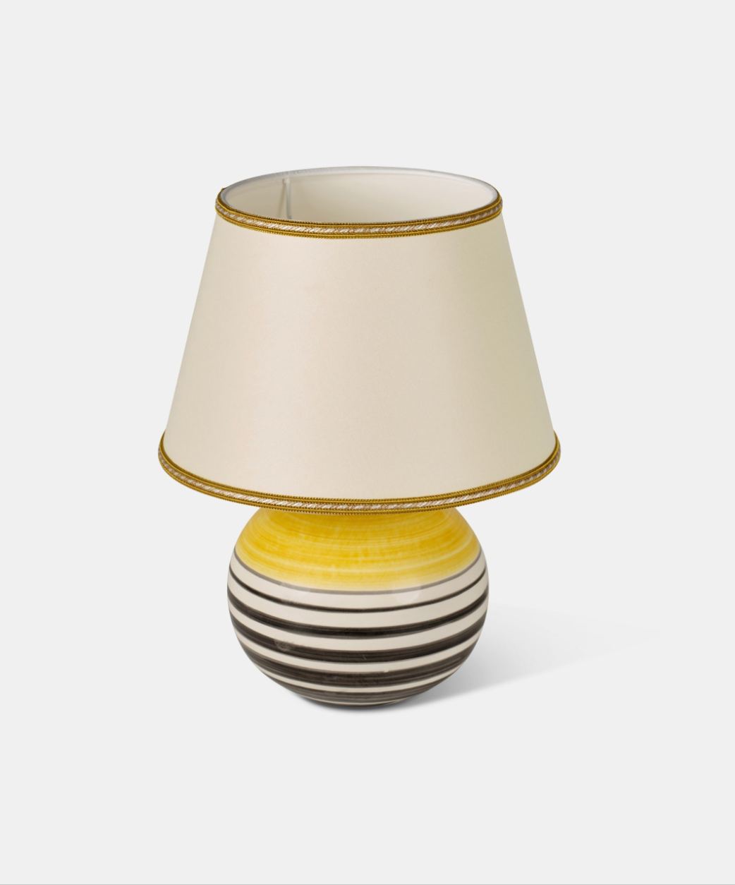 Lume Impero TDS Ceramica Caltagirone cm H.14 L.15 Artigianale Contrasto Giallo e Nero - LAMPADE