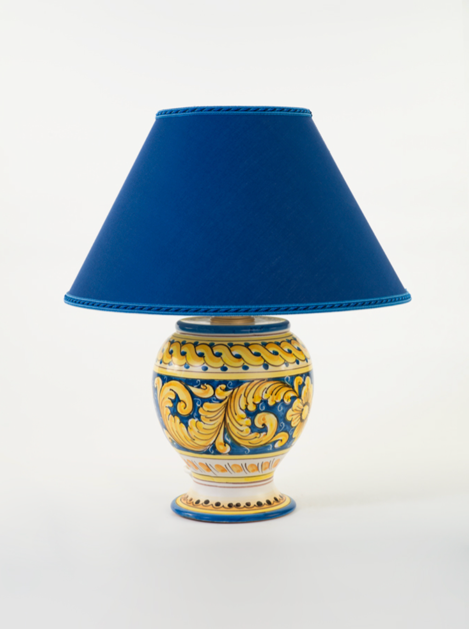 Lume TDS Ceramica Caltagirone cm H.20 L.15 Artigianale Decoro Tiziano Blu Campito - LAMPADE