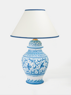 Lume Potiche TDS Ceramica Caltagirone cm H.36 L.26 Artigianale Decoro Floreale Blu Cobalto - LAMPADE