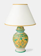 Lume Potiche TDS Ceramica Caltagirone cm H.38 L.28 Artigianale Decoro Floreale Giallo e Verde - LAMPADE