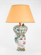 Lume Testa di Moro Donna TDS Ceramica Caltagirone cm H.50 Artigianale Decoro Seicento Verde - LAMPADE