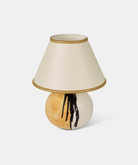 Lume Tronco TDS Ceramica Caltagirone cm H.14 L.15 Artigianale Decoro Astratto Arancio e Nero - LAMPADE