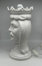 Lumi Teste di Moro Moderne Ceramica Caltagirone cm H.45 Artigianale Bianco - LAMPADE