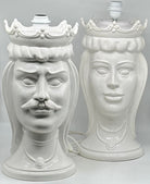 Lumi Teste di Moro Moderne Ceramica Caltagirone cm H.45 Artigianale Bianco - LAMPADE