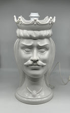 Lumi Teste di Moro Moderne Ceramica Caltagirone cm H.45 Artigianale Bianco - Uomo - LAMPADE