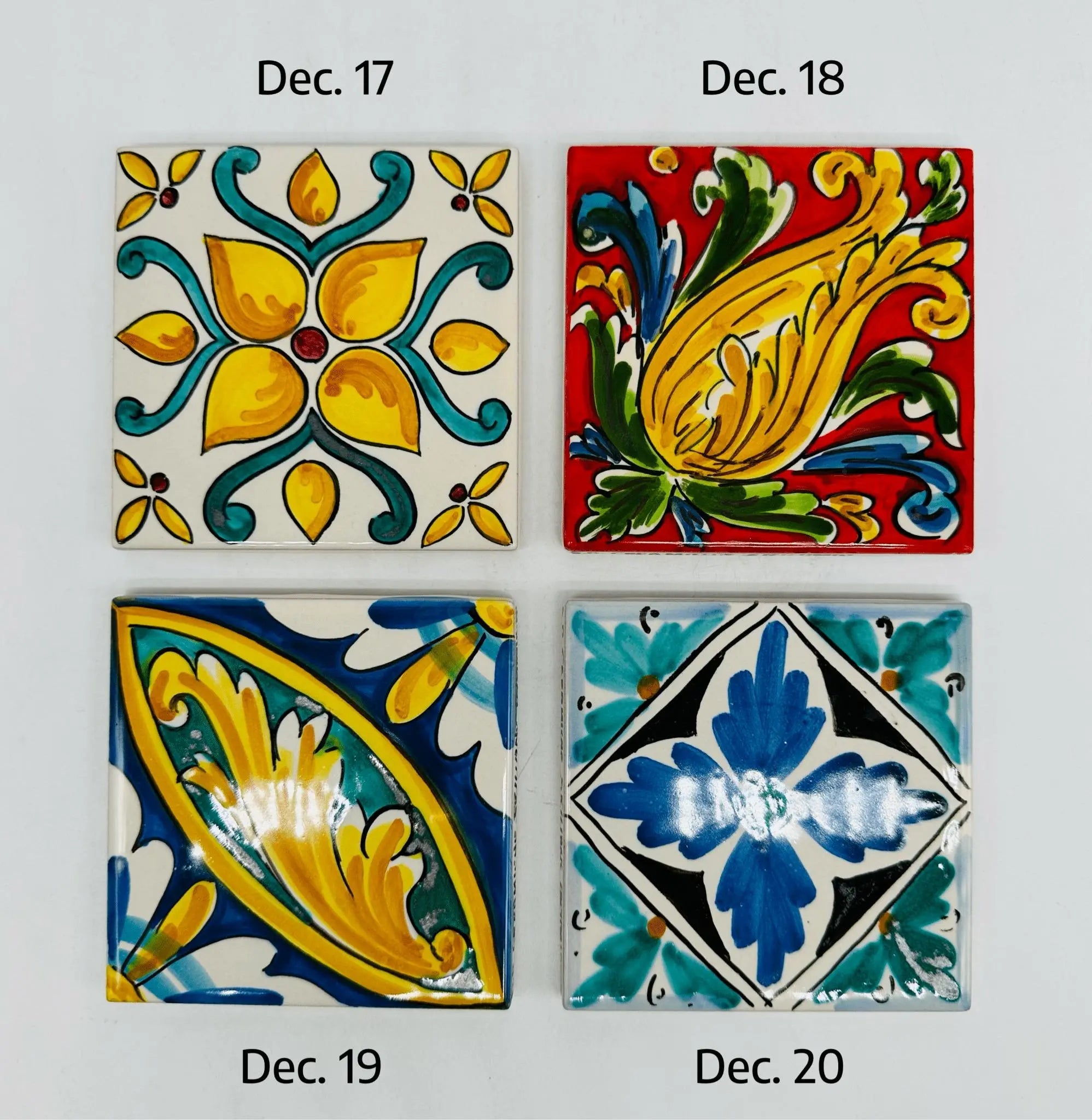 Maioliche Ceramica Caltagirone cm 10x10 Piastrelle Mattonelle decorate a mano - PIASTRELLE