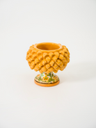Mezza Pigna Ceramica Caltagirone cm H.11 L.10 Artigianale TDS Giallo Base Decorata - MEZZE PIGNE