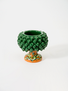 Mezza Pigna Ceramica Caltagirone cm H.11 L.10 Artigianale TDS Verde Base Decorata - MEZZE PIGNE