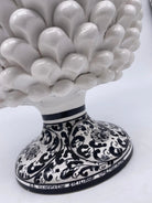 Portavaso Mezza Pigna Ceramica Caltagirone cm H.20 L.20 Artigianale Bianco Base Decorata DD CERAMICHE SICILIANE