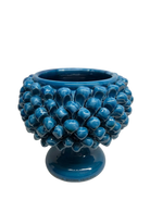 Portavaso Mezza Pigna Ceramica Caltagirone cm H.20 L.20 Artigianale Blu Cristallo DD CERAMICHE SICILIANE