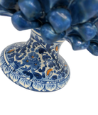 Portavaso Mezza Pigna Ceramica Caltagirone cm H.20 L.20 Artigianale Blu Antico Base Decorata DD CERAMICHE SICILIANE