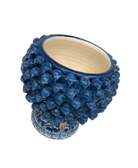 Portavaso Mezza Pigna Ceramica Caltagirone cm H.20 L.20 Artigianale Blu Antico Base Decorata DD CERAMICHE SICILIANE
