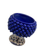 Portavaso Mezza Pigna Ceramica Caltagirone cm H.20 L.20 Artigianale Blu Base Decorata - MEZZA PIGNA