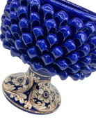 Portavaso Mezza Pigna Ceramica Caltagirone cm H.20 L.20 Artigianale Blu Base Decorata - MEZZA PIGNA