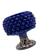 Portavaso Mezza Pigna Ceramica Caltagirone cm H.20 L.20 Artigianale Blu Base Decorata - MEZZA PIGNA