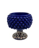 Portavaso Mezza Pigna Ceramica Caltagirone cm H.20 L.20 Artigianale Blu Base Decorata - MEZZA PIGNA