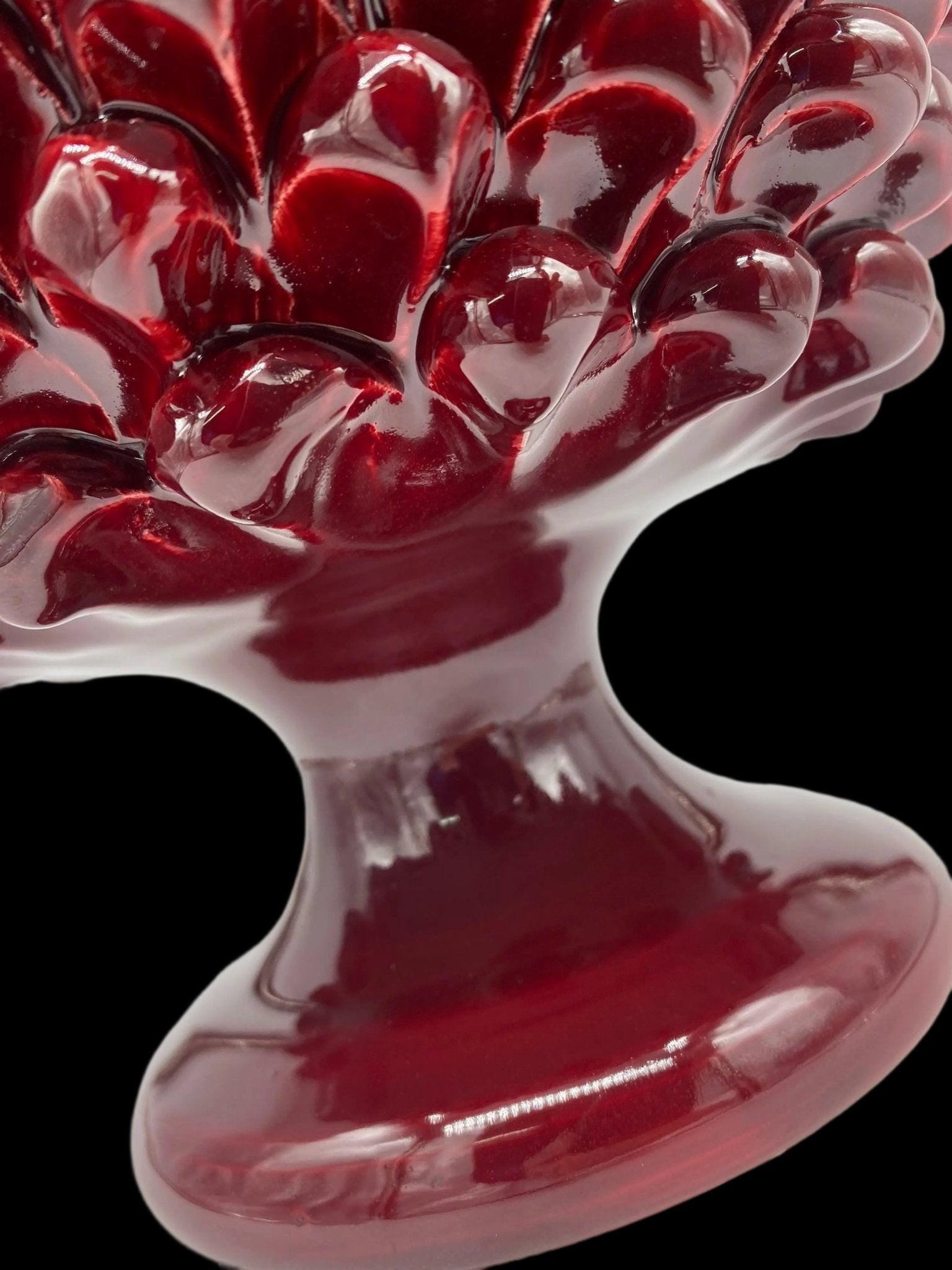 Portavaso Mezza Pigna Ceramica Caltagirone cm H.20 L.20 Artigianale Bordeaux DD CERAMICHE SICILIANE
