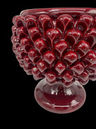 Portavaso Mezza Pigna Ceramica Caltagirone cm H.20 L.20 Artigianale Bordeaux DD CERAMICHE SICILIANE