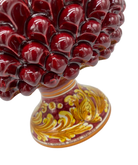Portavaso Mezza Pigna Ceramica Caltagirone cm H.20 L.20 Artigianale Bordeaux Lucido Base Decorata DD CERAMICHE SICILIANE