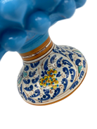 Portavaso Mezza Pigna Ceramica Caltagirone cm H.20 L.20 Artigianale Celeste Base Decorata DD CERAMICHE SICILIANE
