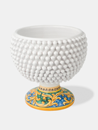 Portavaso Mezza Pigna TDS Ceramica Caltagirone cm H.32 L.30 Artigianale Bianco Base Decorata - MEZZE PIGNE