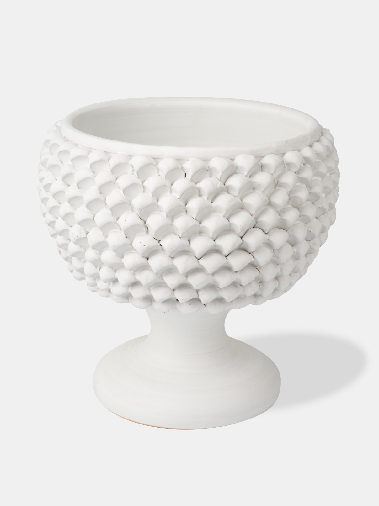 Portavaso Mezza Pigna TDS Ceramica Caltagirone cm H.32 L.30 Artigianale Bianco - MEZZE PIGNE