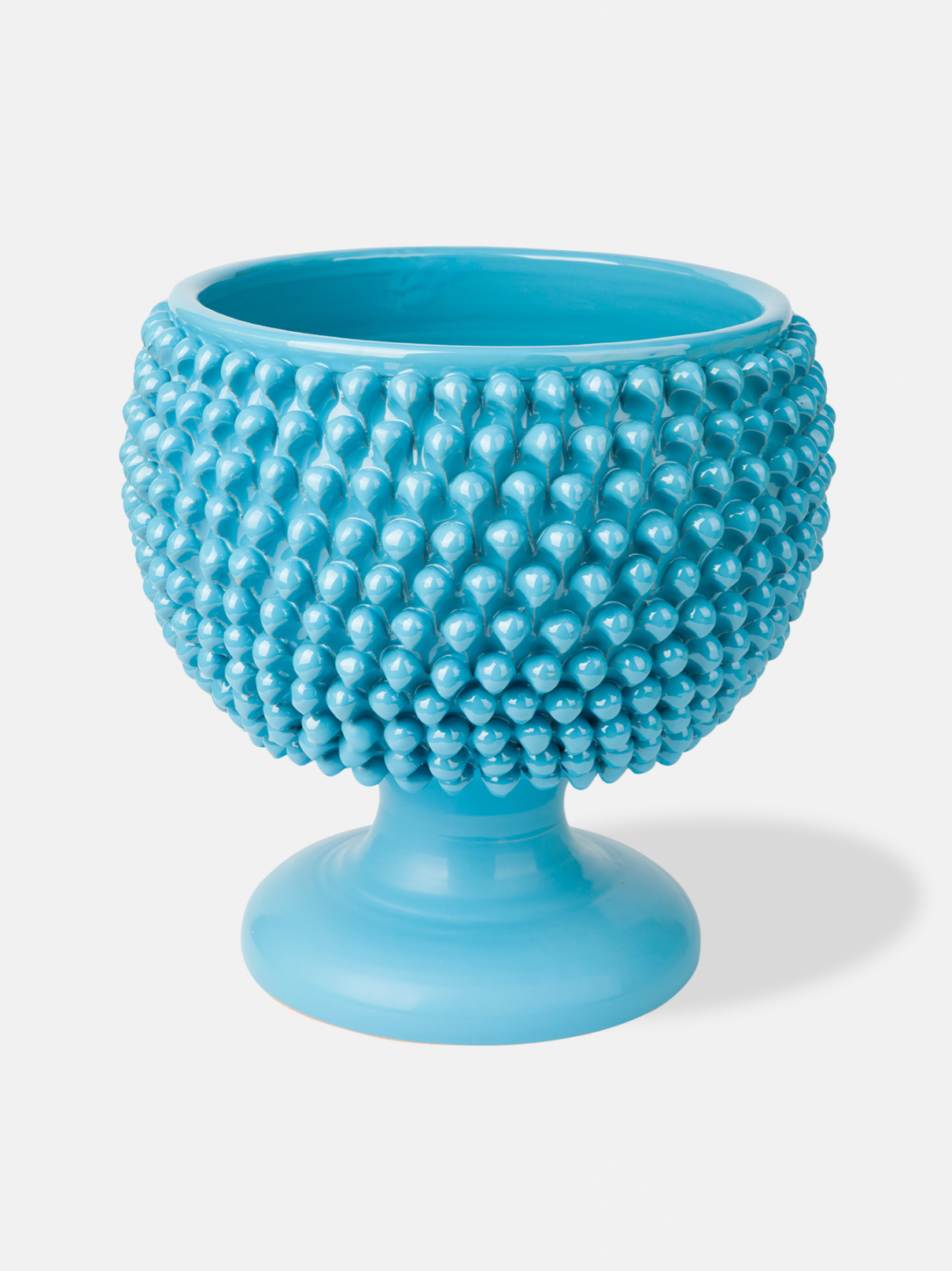 Portavaso Mezza Pigna TDS Ceramica Caltagirone cm H.32 L.30 Artigianale Celeste - MEZZE PIGNE