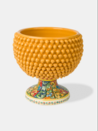 Portavaso Mezza Pigna TDS Ceramica Caltagirone cm H.32 L.30 Artigianale Giallo Base Decorata - MEZZE PIGNE