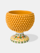 Mezza Pigna Ceramica Caltagirone cm H.32 L.30 Artigianale TDS Giallo Base Decorata V.2 - MEZZE PIGNE