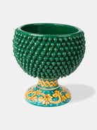 Mezza Pigna Ceramica Caltagirone cm H.32 L.30 Artigianale TDS Verde Base Decorata V.2 - MEZZE PIGNE