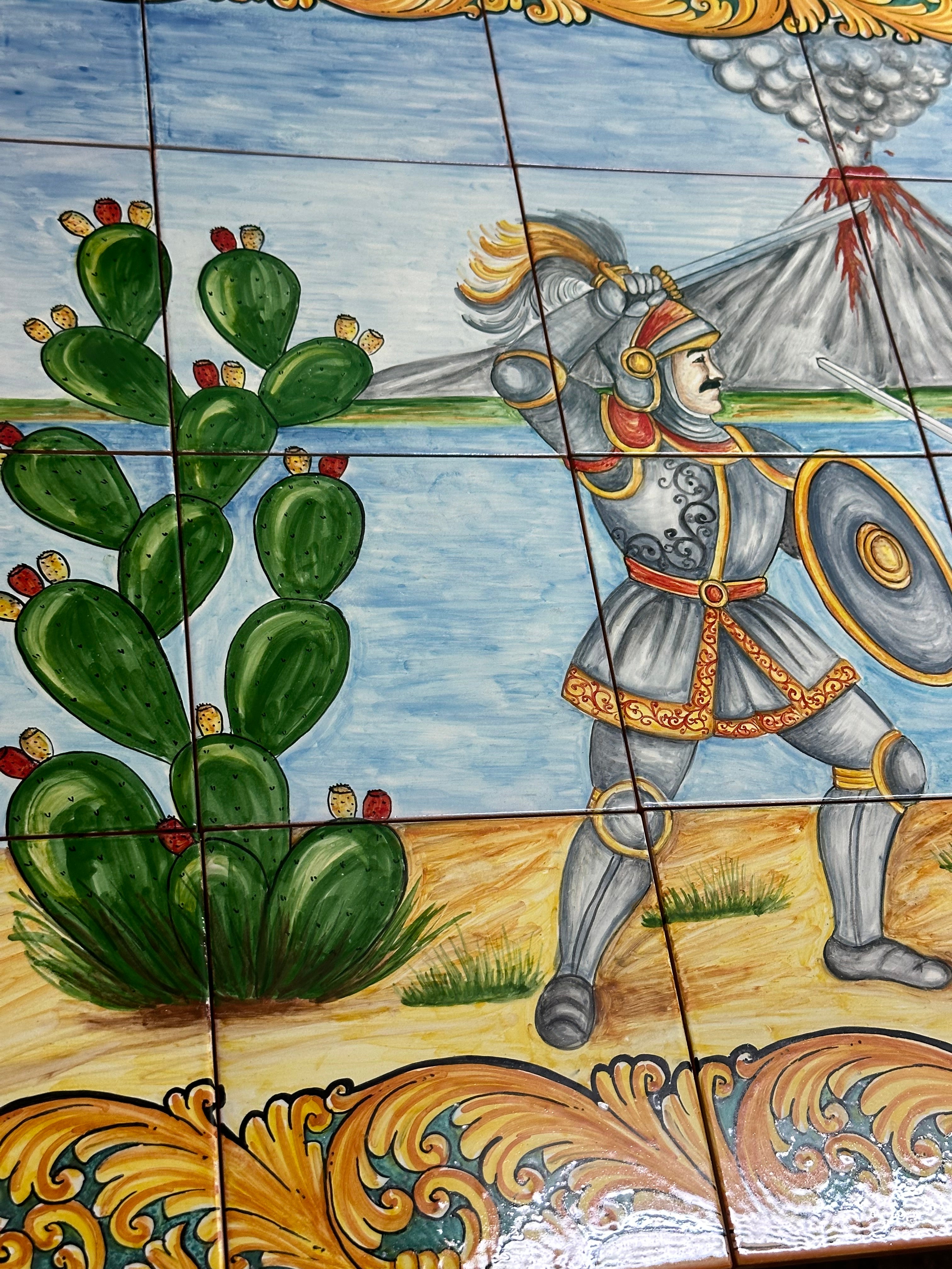 Mosaico Pannello Paladini Ceramica Caltagirone cm 120x80 Piastrelle decorate a mano - MAIOLICHE