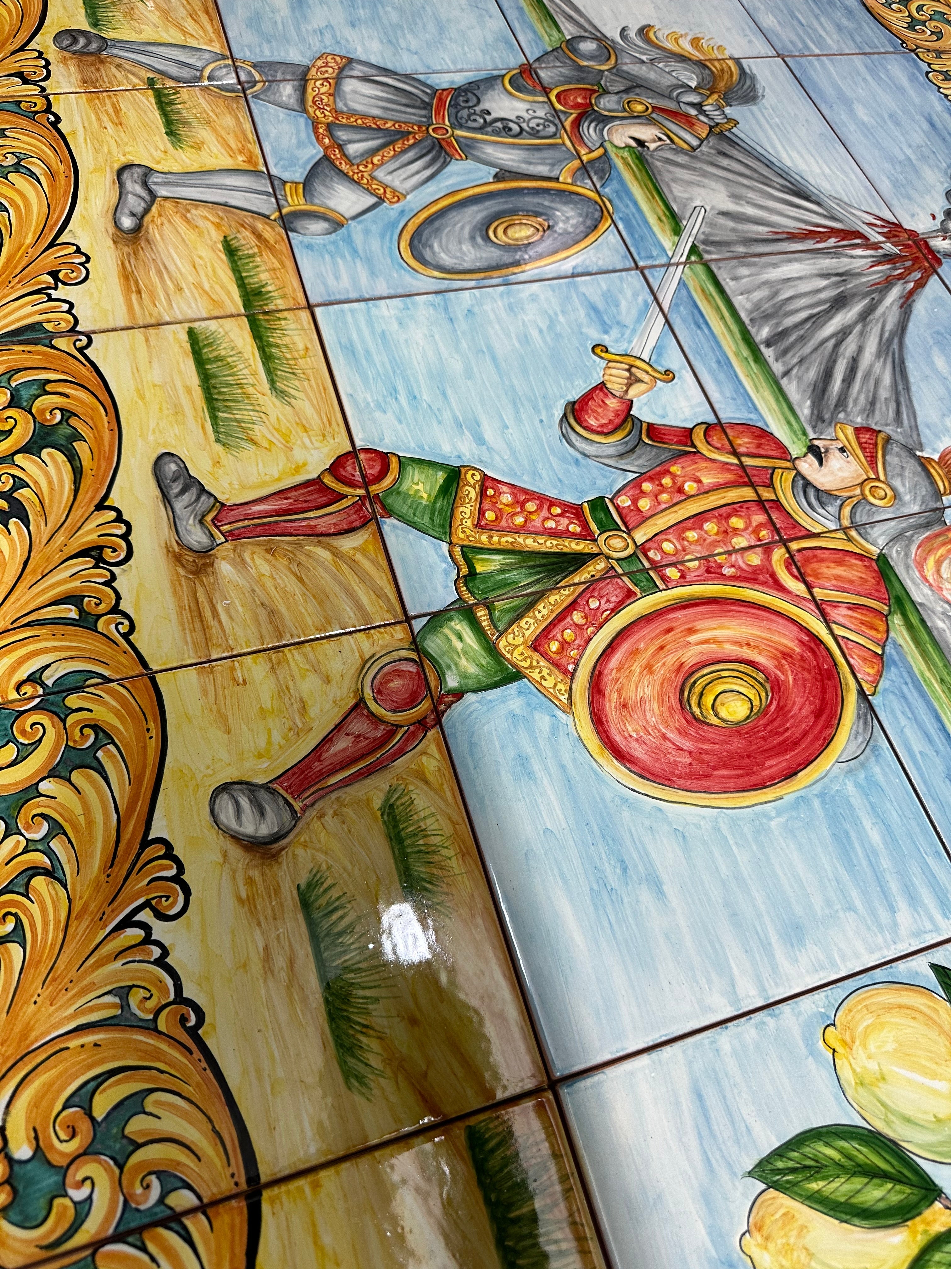 Mosaico Pannello Paladini Ceramica Caltagirone cm 120x80 Piastrelle decorate a mano - MAIOLICHE