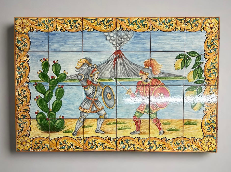 Mosaico Pannello Paladini Ceramica Caltagirone cm 120x80 Piastrelle decorate a mano - MAIOLICHE