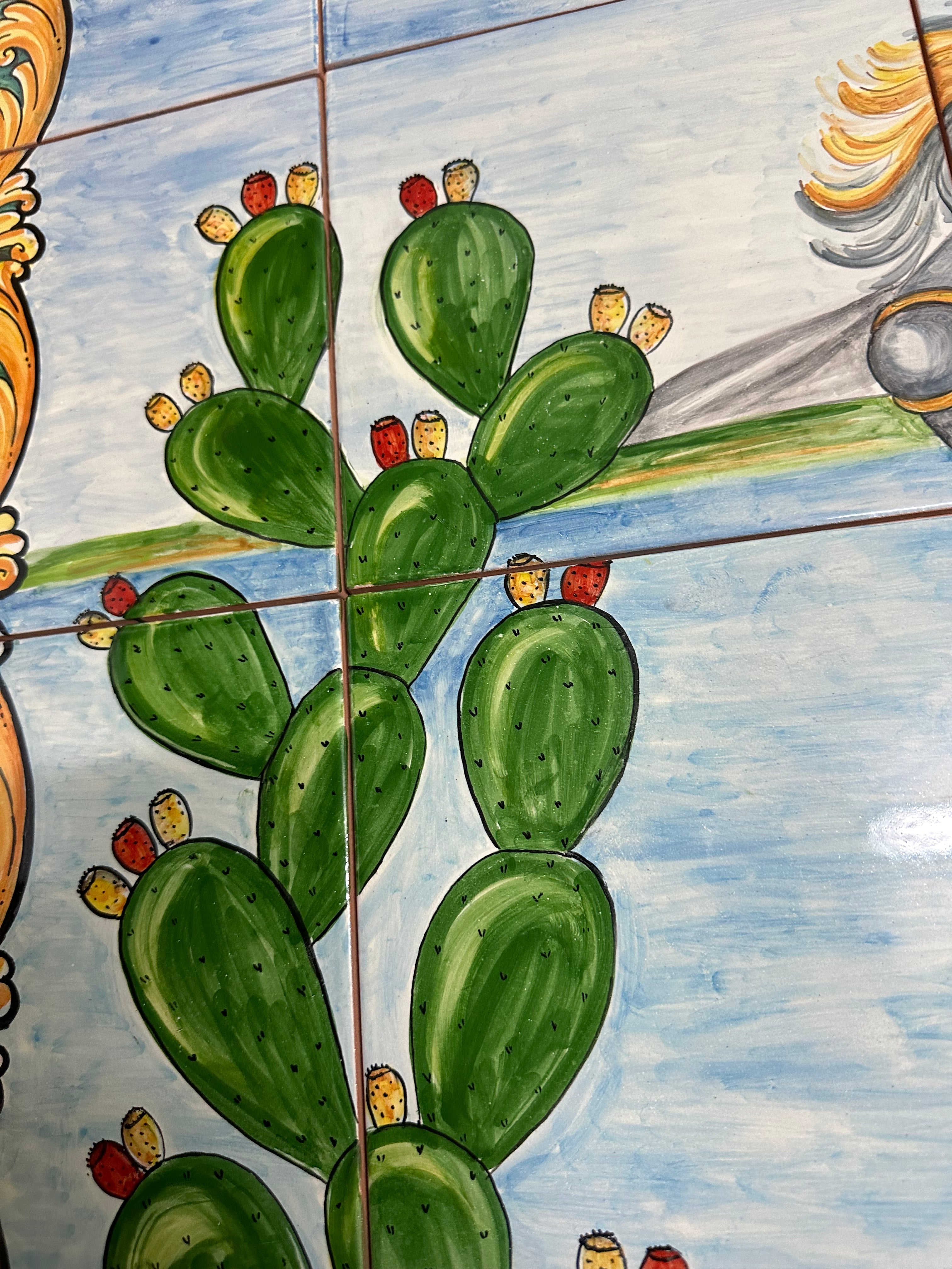 Mosaico Pannello Paladini Ceramica Caltagirone cm 120x80 Piastrelle decorate a mano - MAIOLICHE