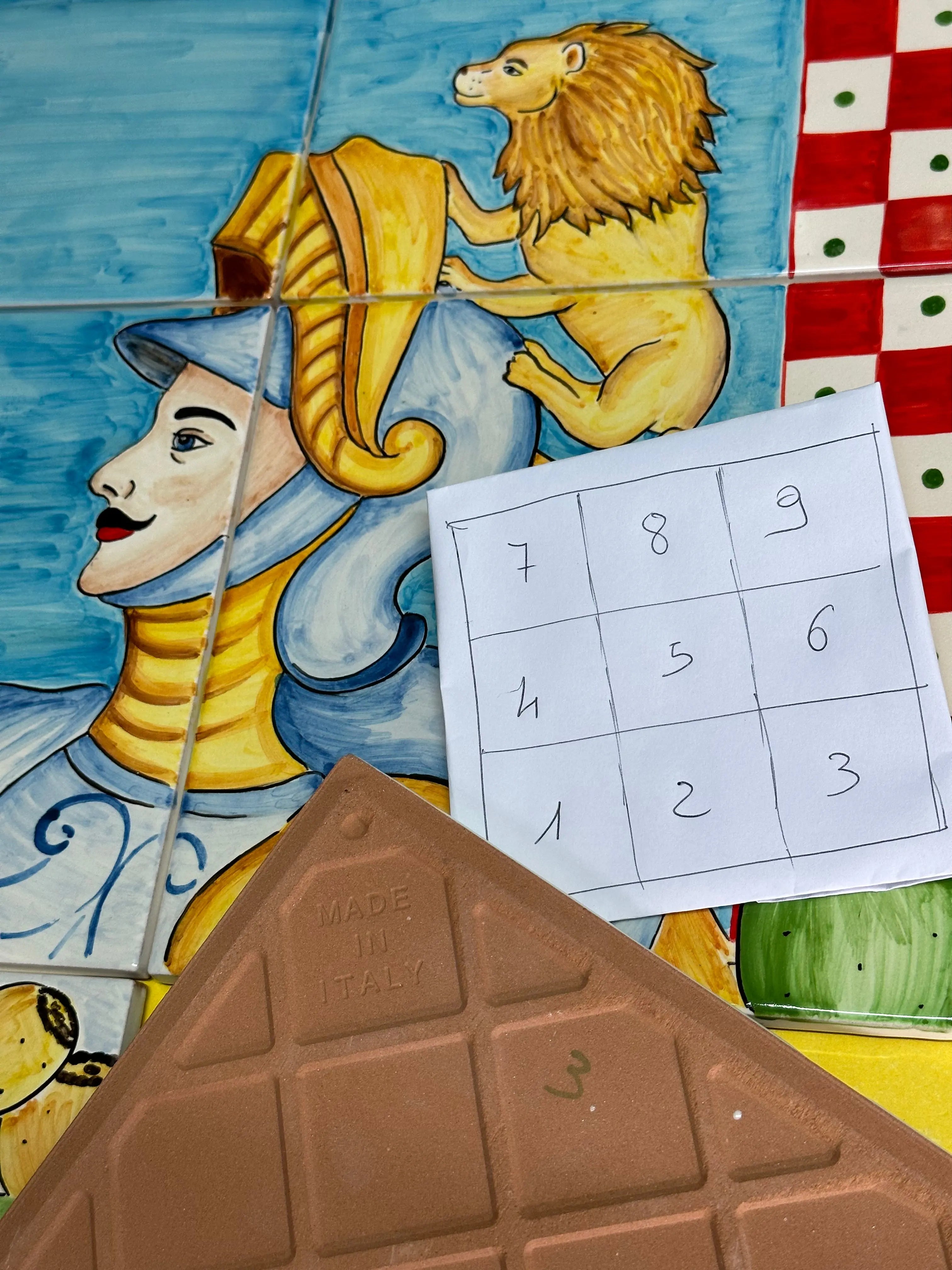 Mosaico Pannello Paladino Ceramica Caltagirone cm 60x60 Mattonelle decorate a mano DD CERAMICHE SICILIANE