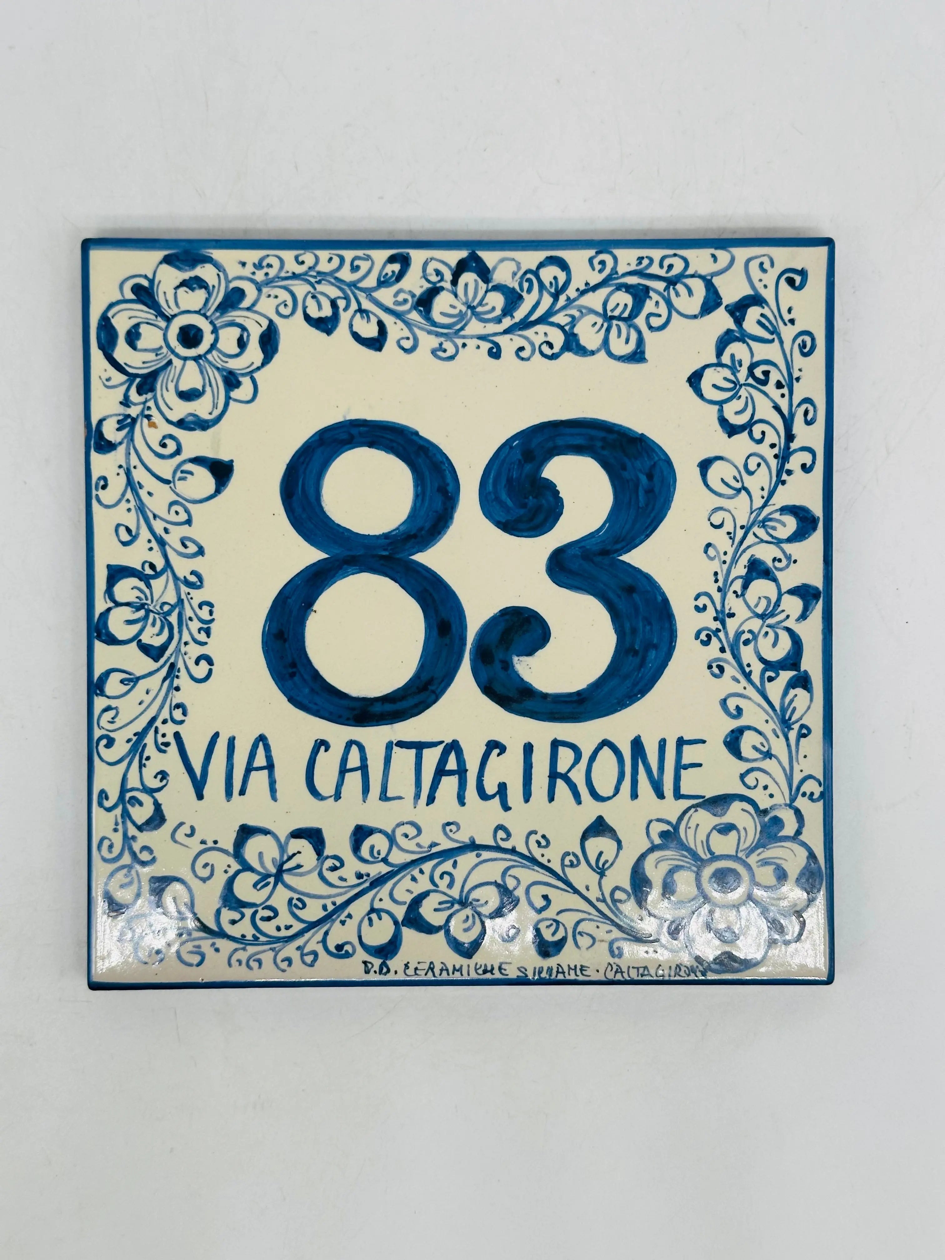 Numero Civico Mattonella cm 15x15 Ceramica Artigianale Caltagirone DD CERAMICHE SICILIANE