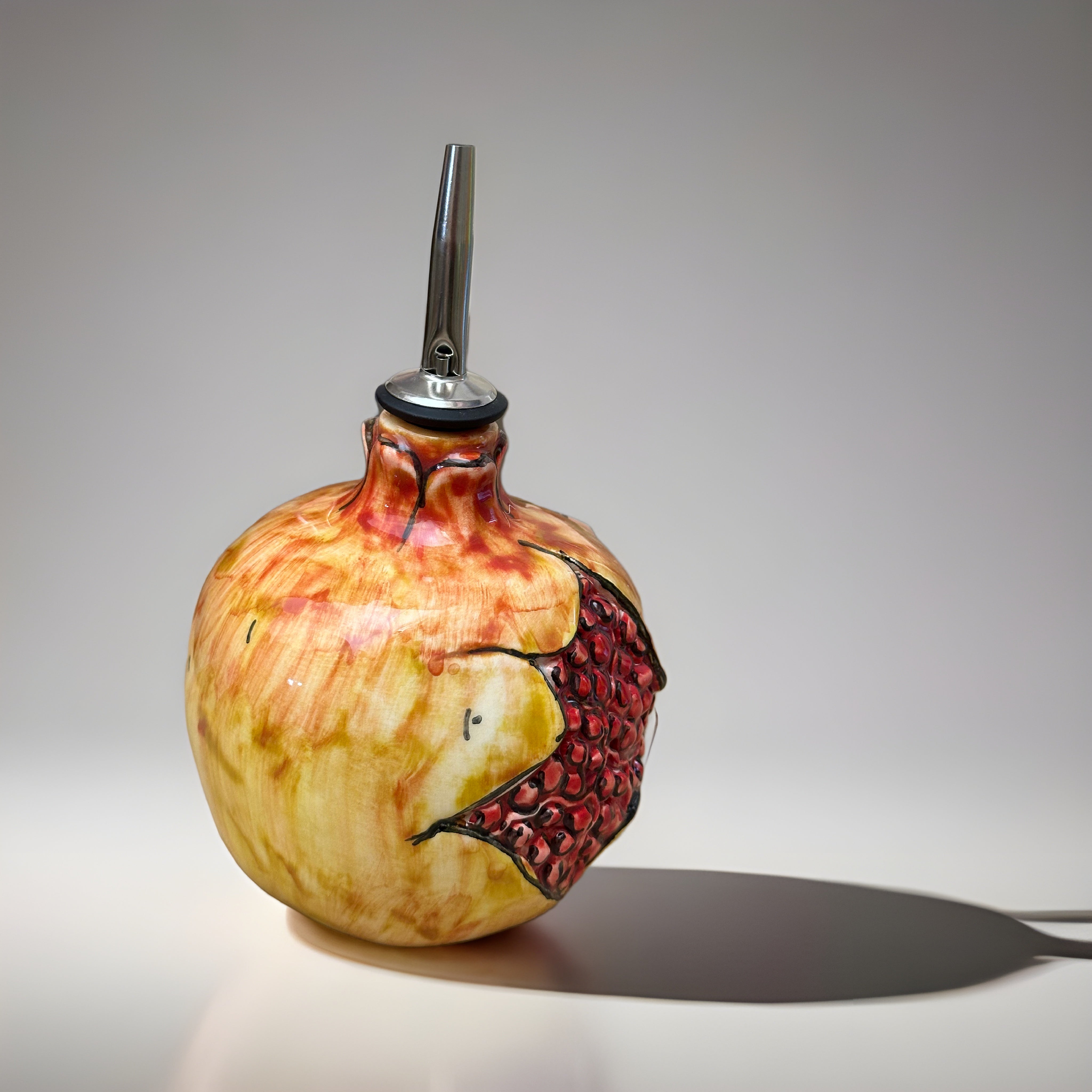 Oliera a forma di Frutta Decorata a mano Ceramica Caltagirone - Melograno - OGGETTISTICA