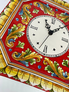 Orologio da Parete Ceramica Caltagirone Ottagonale dipinto a mano cm 32 Decoro n.1 DD CERAMICHE SICILIANE