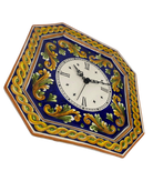Orologio da Parete Ceramica Caltagirone Ottagonale dipinto a mano cm 32 Decoro n.2 - DD CERAMICHE SICILIANE
