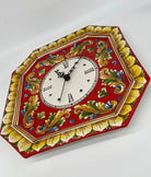 Orologio da Parete Ceramica Caltagirone Ottagonale dipinto a mano cm 32 Decoro n.1 DD CERAMICHE SICILIANE