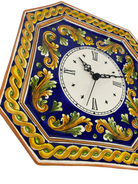 Orologio da Parete Ceramica Caltagirone Ottagonale dipinto a mano cm 32 Decoro n.2 - DD CERAMICHE SICILIANE