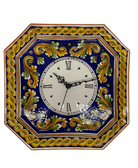 Orologio da Parete Ceramica Caltagirone Ottagonale dipinto a mano cm 32 Decoro n.2 - DD CERAMICHE SICILIANE